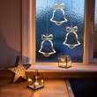 Decor ferestre cu LED - clopoței - 21 x 16 cm - alb cald - 3 x AAA