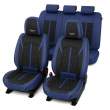 Huse auto premium 5 locuri Carguard Deluxe piele ecologică perforată - albastru inchis - negru