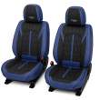 Huse auto premium 5 locuri Carguard Deluxe piele ecologică perforată - albastru inchis - negru