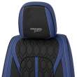 Huse auto premium 5 locuri Carguard Deluxe piele ecologică perforată - albastru inchis - negru