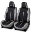 Huse auto premium 5 locuri Carguard Deluxe piele ecologică perforată - gri - negru