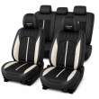 Huse auto premium 5 locuri Carguard Deluxe piele ecologică perforată - negru - alb