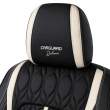 Huse auto premium 5 locuri Carguard Deluxe piele ecologică perforată - negru - alb