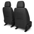 Huse auto premium 5 locuri Carguard Deluxe piele ecologică perforată - negru - alb