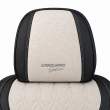 Huse auto premium 5 locuri Carguard Deluxe piele ecologică perforată - negru - crem