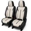 Huse auto premium 5 locuri Carguard Deluxe piele ecologică perforată - negru - crem