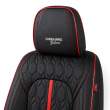 Huse auto premium 5 locuri Carguard Deluxe piele ecologică perforată - negru - rosu