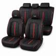 Huse auto premium 5 locuri Carguard Deluxe piele ecologică perforată - negru - rosu