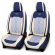 Huse auto premium 5 locuri Carguard Deluxe piele ecologică perforată și textil - albastru - alb