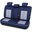 Huse auto premium 5 locuri Carguard Deluxe piele ecologică perforată și textil - albastru - alb