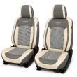 Huse auto premium 5 locuri Carguard Deluxe piele ecologică perforată și textil  - gri deschis - gri inchis