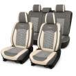 Huse auto premium 5 locuri Carguard Deluxe piele ecologică perforată și textil  - gri deschis - gri inchis