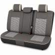 Huse auto premium 5 locuri Carguard Deluxe piele ecologică perforată și textil  - gri deschis - gri inchis