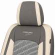 Huse auto premium 5 locuri Carguard Deluxe piele ecologică perforată și textil  - gri deschis - gri inchis