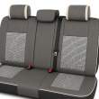Huse auto premium 5 locuri Carguard Deluxe piele ecologică perforată și textil  - gri deschis - gri inchis