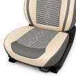 Huse auto premium 5 locuri Carguard Deluxe piele ecologică perforată și textil  - gri deschis - gri inchis