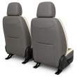 Huse auto premium 5 locuri Carguard Deluxe piele ecologică perforată și textil  - gri deschis - gri inchis