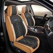 Huse auto premium 5 locuri Carguard Deluxe piele ecologică perforată și textil - maro caramel