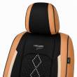 Huse auto premium 5 locuri Carguard Deluxe piele ecologică perforată și textil - maro caramel