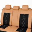 Huse auto premium 5 locuri Carguard Deluxe piele ecologică perforată și textil - maro caramel