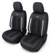 Huse auto premium 5 locuri Carguard Deluxe piele ecologică perforată și textil - negru - alb