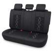Huse auto premium 5 locuri Carguard Deluxe piele ecologică perforată și textil - negru - alb