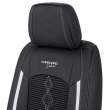 Huse auto premium 5 locuri Carguard Deluxe piele ecologică perforată și textil - negru - alb