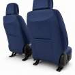Huse auto premium 5 locuri Carguard Deluxe piele ecologică perforată și textil - negru - albastru închis