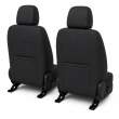Huse auto premium 5 locuri Carguard Deluxe piele ecologică perforată și textil - negru - rosu închis