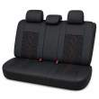 Huse auto premium 5 locuri Carguard Deluxe piele ecologică perforată și textil - negru - rosu închis