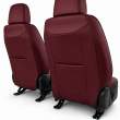 Huse auto premium 5 locuri Carguard Deluxe piele ecologică perforată și textil - roșu închis - negru