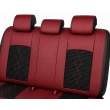 Huse auto premium 5 locuri Carguard Deluxe piele ecologică perforată și textil - roșu închis - negru