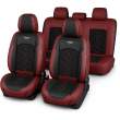 Huse auto premium 5 locuri Carguard Deluxe piele ecologică perforată și textil - roșu închis - negru