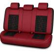 Huse auto premium 5 locuri Carguard Deluxe piele ecologică perforată și textil - roșu închis - negru