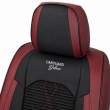 Huse auto premium 5 locuri Carguard Deluxe piele ecologică perforată și textil - roșu închis - negru