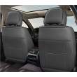 Huse auto premium 5 locuri Carguard Deluxe piele ecologică perforată și textil - negru - alb