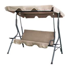 Balansoar de grădină - 170 x 110 x 153 cm - bej închis - cu suport pentru pahare