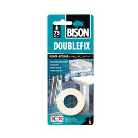 Bandă adezivă dublu față – 19 mm × 1,5 m – rezistentă la umiditate – albă