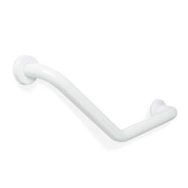 Bară de sprijin baie unghi 45° – oțel inoxidabil – alb – 25 + 25 cm – capacitate 200 kg