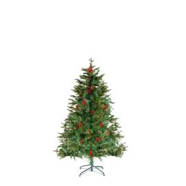 Brad artificial – 120 cm – PE/PVC – cu bobițe roșii