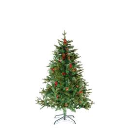 Brad artificial – 150 cm – PE/PVC – cu bobițe roșii