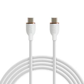 Cablu de date Type-C / Type-C, 1 m, 3A, 60W, alb, cu înveliș siliconic