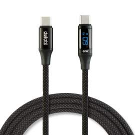 Cablu de date Type-C / Type-C, cu afișaj putere, 1 m, 3A, 60W, negru