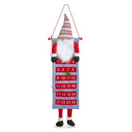 Calendar de perete de Advent - 3D cu elf scandinav - textil - 100 x 28 cm