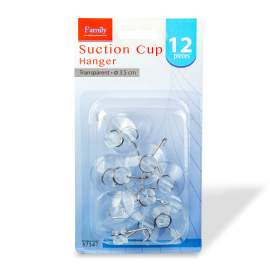 Cârlig cu ventuză - 3,5 cm - transparent - 12 buc/pachet