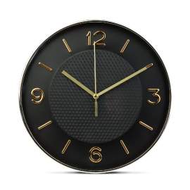 Ceas de perete - 25 cm - plastic, sticlă - 1 x AA - negru