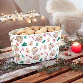 Coș decorativ din metal – model căsuță din turtă dulce – 19 x 11,5 x 9,5 cm