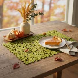Covoraș de masă decorativ din fetru, verde, 44,5 x 28,5 cm