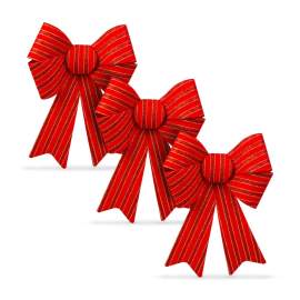 Decor Crăciun - fundiță - roșu - 10 x 13 cm - 3 buc/pachet