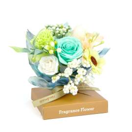 Decor cu flori artificiale - trandafir - 11 x 11 x 14 cm
